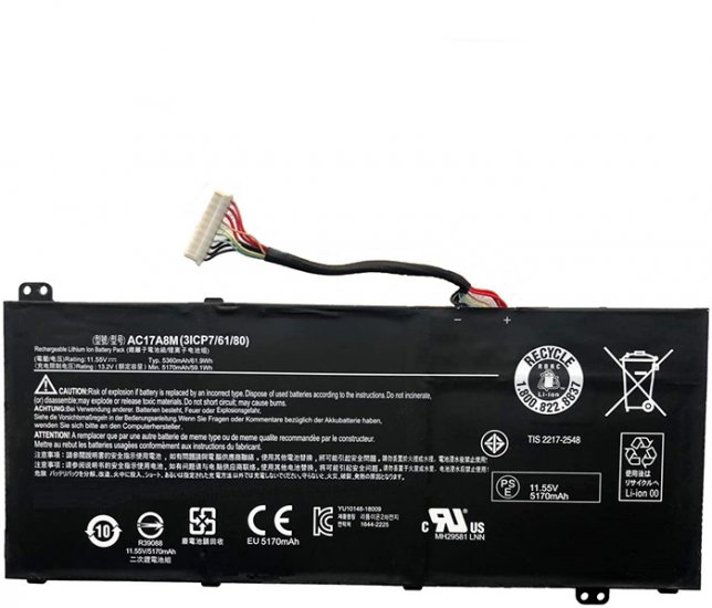 Replacement For Acer AC17A8M Laptop Battery 61.9Wh 11.55V