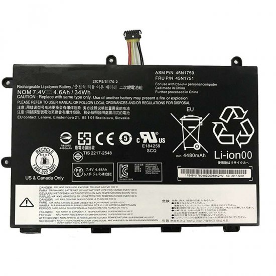 Replacement For Lenovo 45N1751 Battery 34Wh 7.4V