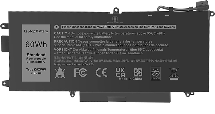 Replacement For Dell K5XWW Battery 60Wh 7.6V